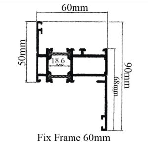 60mm Fix Frame Profile TB Hinge Series Gulf Extrusion