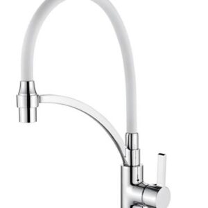 White Kitchen Sink Mixer Tap with Swivel Spout | Single Lever Faucet – Model A4890G-3