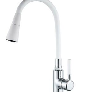 White Kitchen Sink Mixer Tap with Swivel Spout | Single Lever Faucet – Model A9890G-1